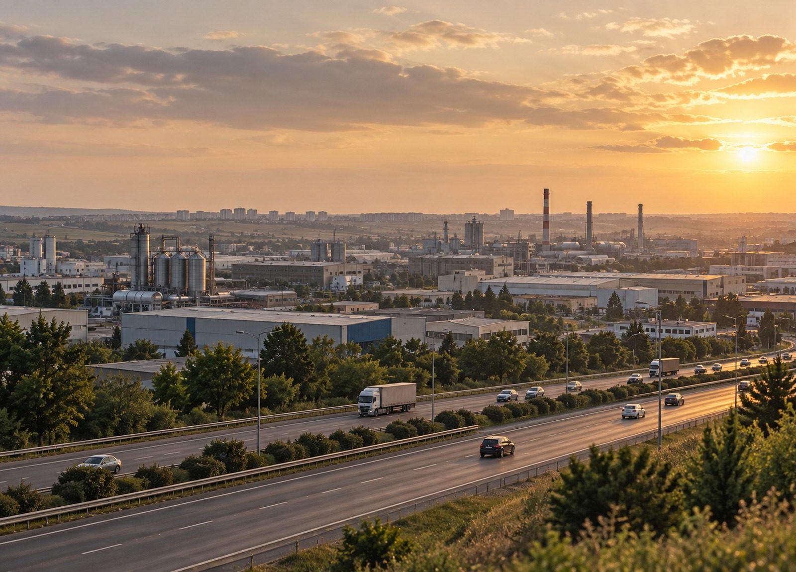 Çorlu sanayi bölgesi ve geniş bölünmüş yol